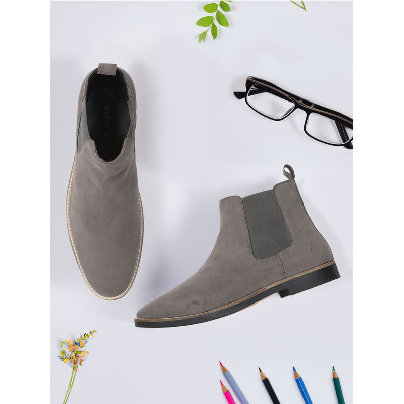 Yoho Men Comfortable & Stylish Chelsea Boots Grey (UK 9)
