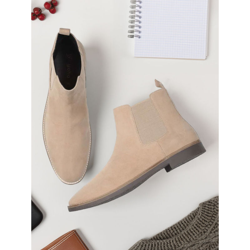 Yoho Men Comfortable & Stylish Chelsea Boots Beige (UK 7)