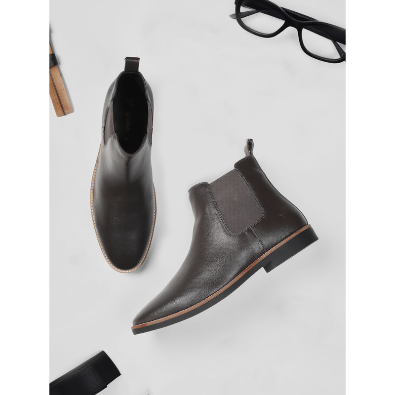 Yoho Men Comfortable & Stylish Chelsea Boots Dark Brown (UK 11)