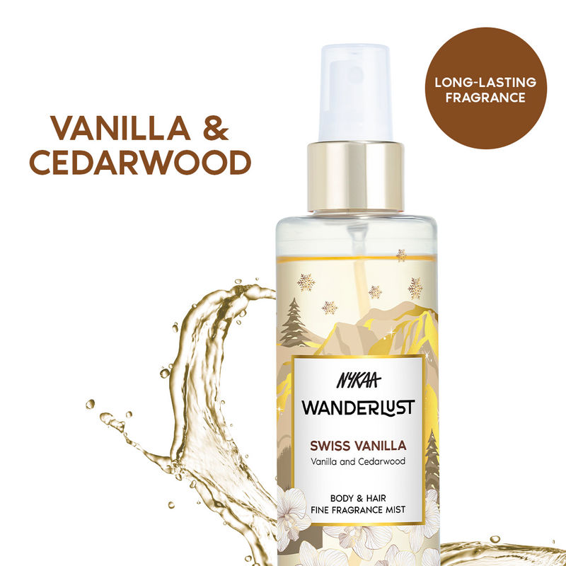 Wanderlust Swiss Vanilla Perfume Mist with Vanilla & Cedarwood for Body & Hair