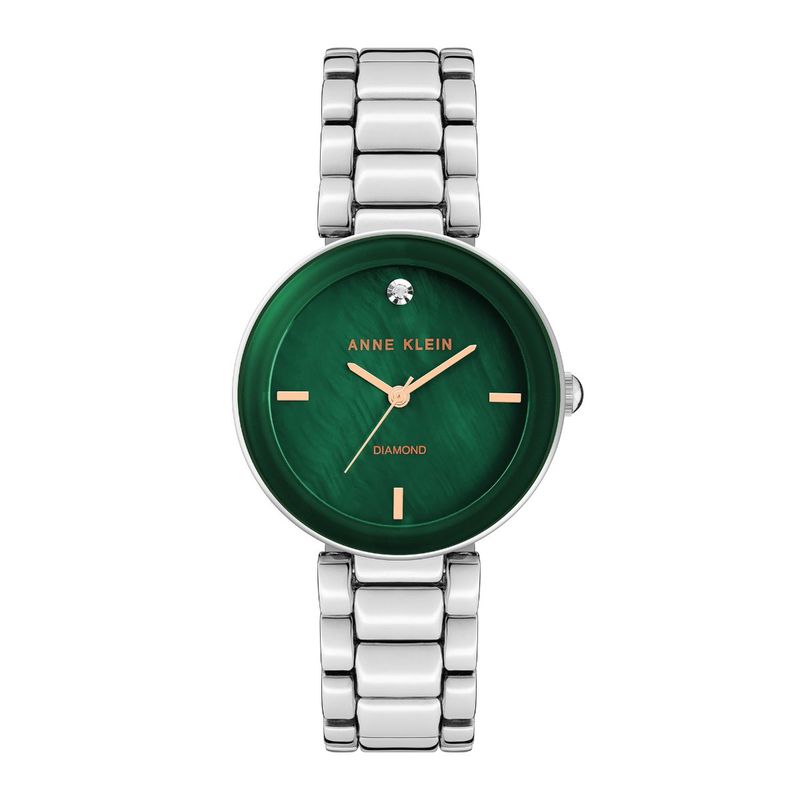 Buy Anne Klein Green Mother Of Pearl Dial And Silver Diamond