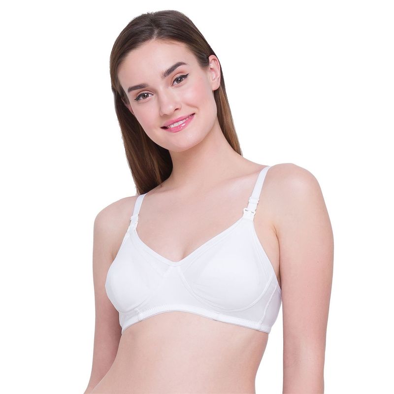 Candyskin Non Padded Non-Wired Solid Cotton Maternity Bra - White (36D)