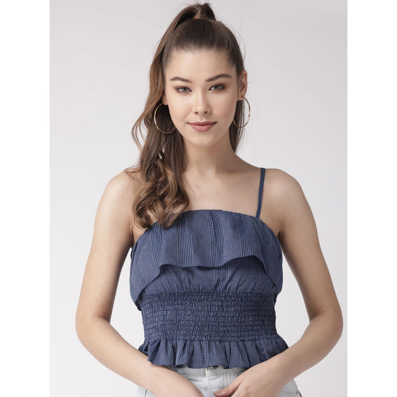Twenty Dresses By Nykaa Fashion The Stripe Story Crop Top - Multi-Color (XS)