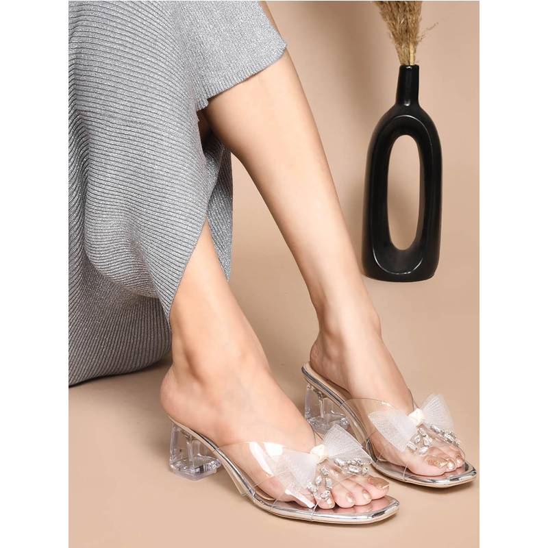 Jove Women Silver Block Heels (EURO 36)