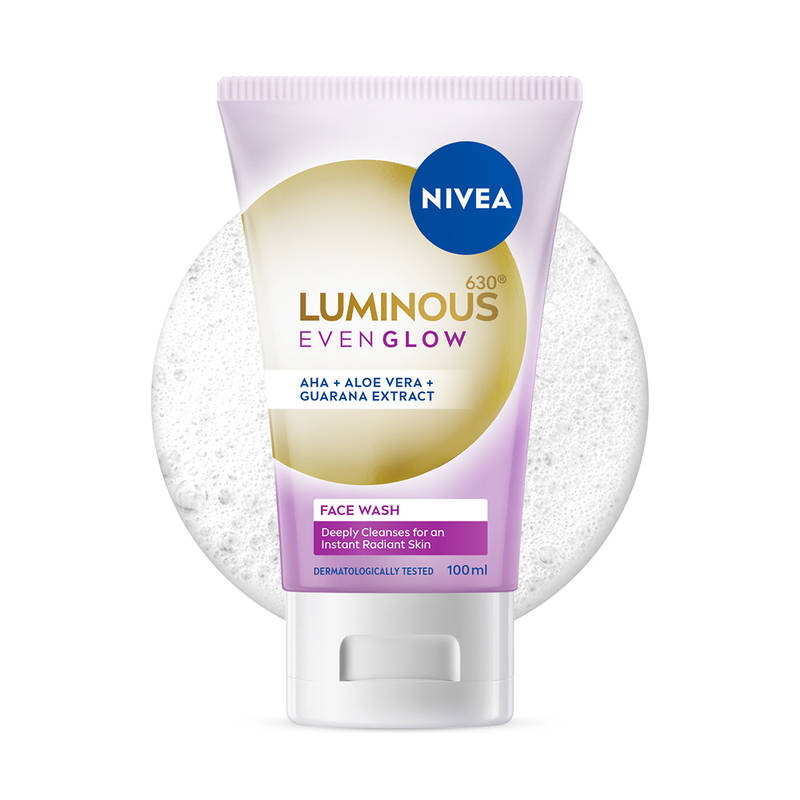 Nivea Luminous Even Glow Face Wash Oil Free Formula, Aha, Aloe Vera, Guarana Extract Deep Clean