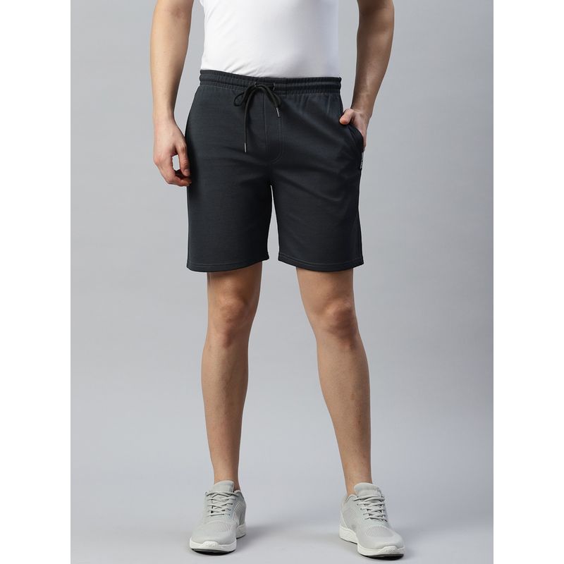 TOM BURG Men Charcoal Mid Rise Solid Regular Shorts (XL)