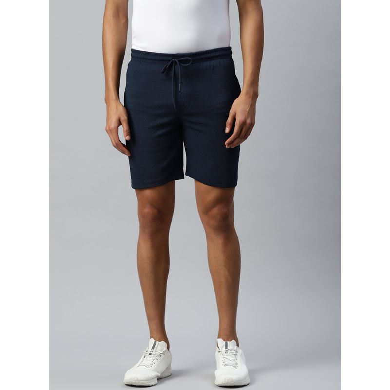 TOM BURG Men Navy Blue Mid Rise Solid Regular Shorts (M)