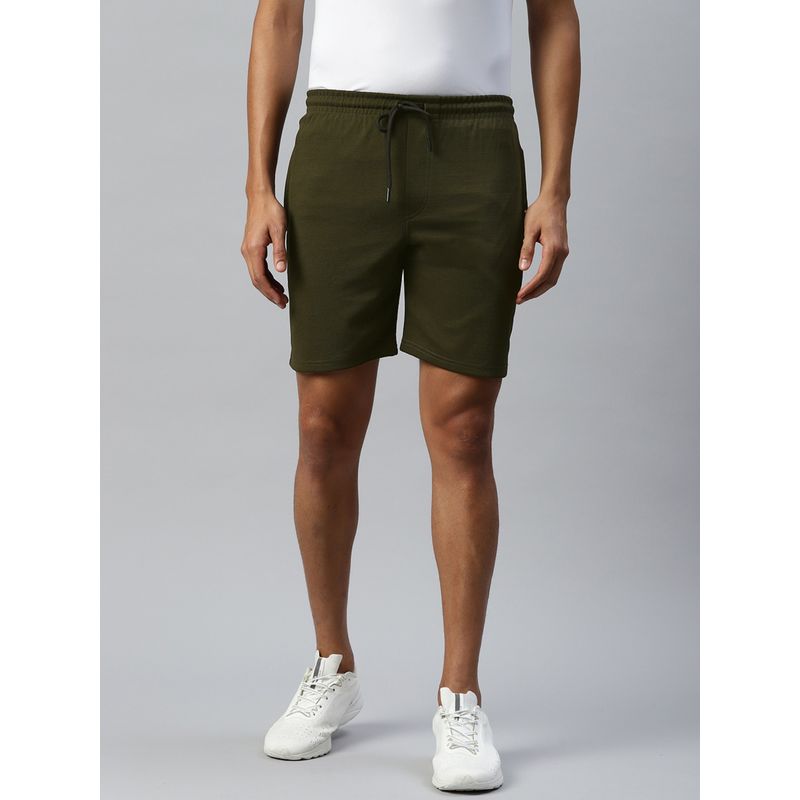 TOM BURG Men Olive Mid Rise Solid Regular Shorts (2XL)