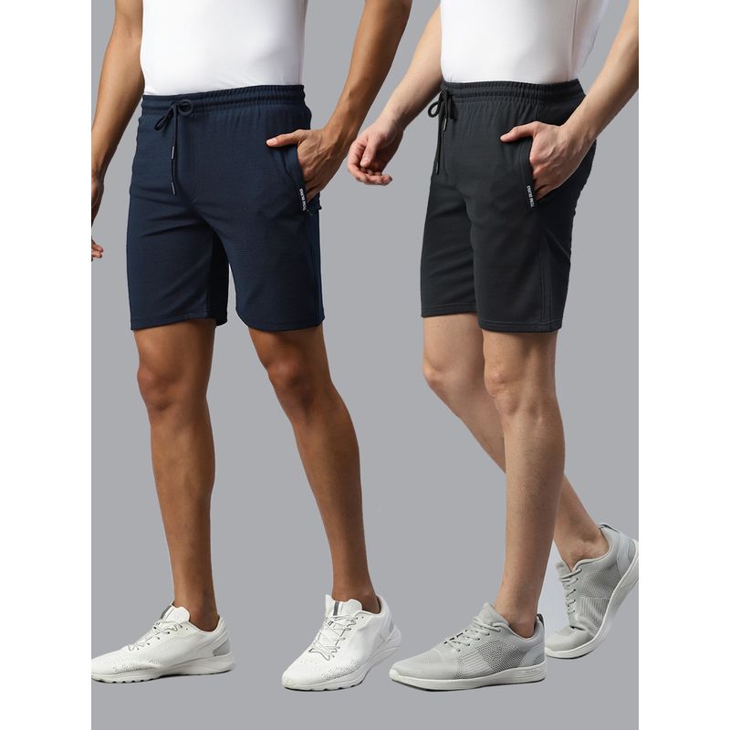TOM BURG Solid Men Blue And Grey Basic Shorts (Pack of 2) (2XL)
