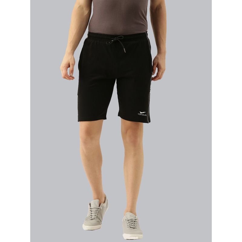 TOM BURG Men Black Mid Rise Solid Regular Shorts (S)