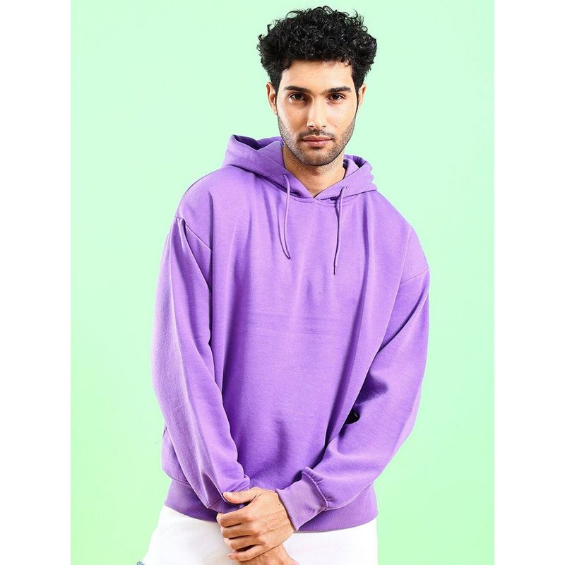 The Indian Garage Co Men Regular Fit Solid Purple Hoodie (S)