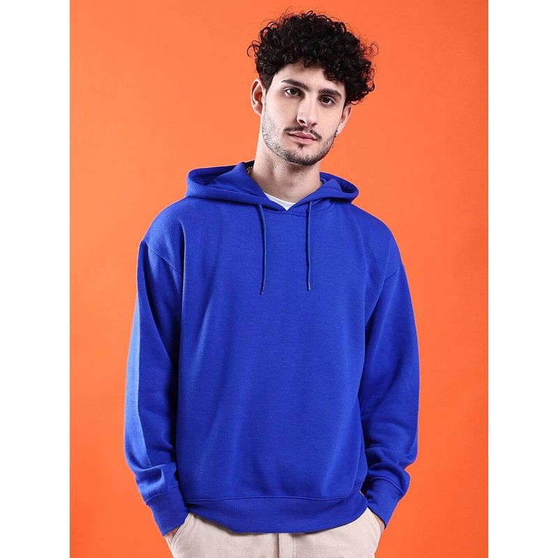 The Indian Garage Co Men Regular Fit Solid Blue Hoodie (M)