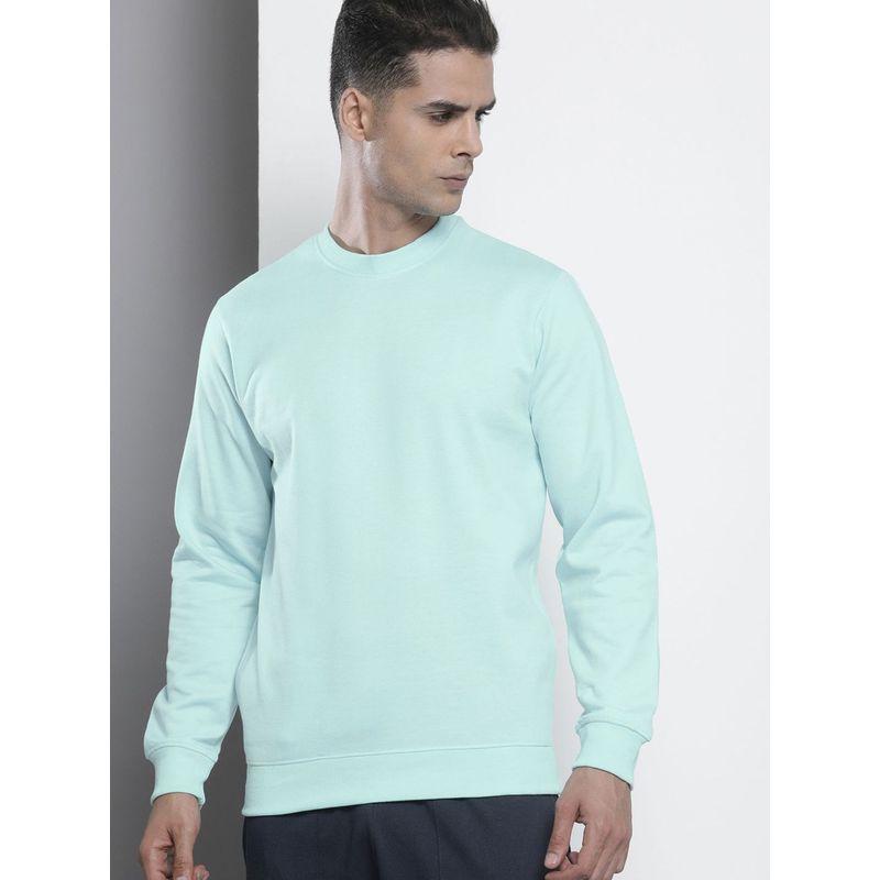 The Indian Garage Co Men Regular Fit Solid Crew Neck Blue Sweatshirt (M)