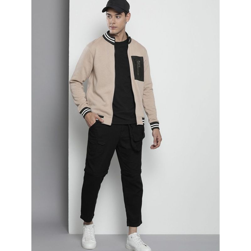 The Indian Garage Co Men Regular Fit Printed High Neck Beige Sweatshirt (L)