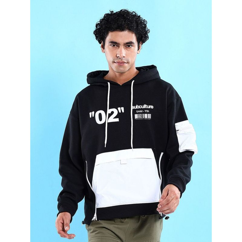 The Indian Garage Co Men Oversized Fit Printed Black Hoodie (L)