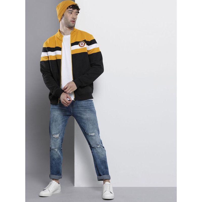 The Indian Garage Co Men Regular Fit Colorblock High Neck Multi-Color Sweatshirt (M)