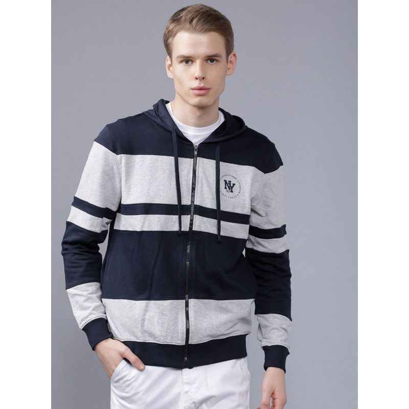 The Indian Garage Co Men Slim Fit Colorblock Multi-Color Hoodie (S)