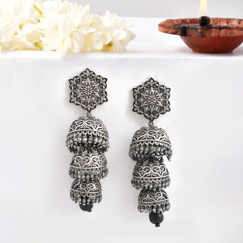 Buy Voylla Nrityotsava Falguni 3 Layers Jhumka Earrings Online