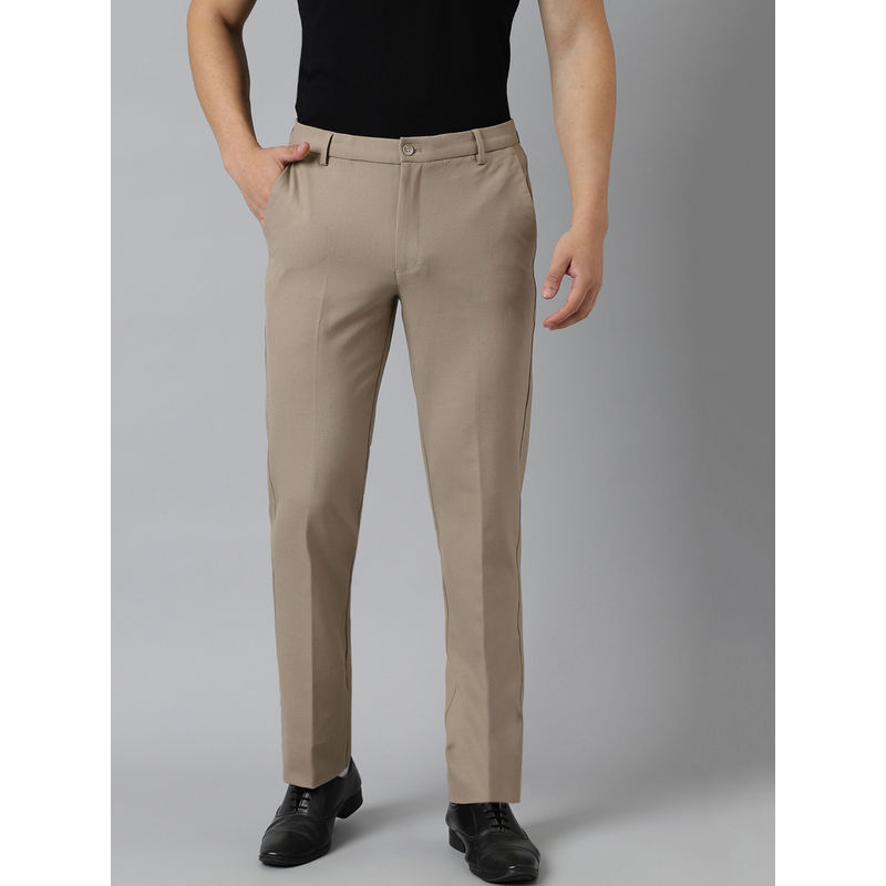 Subtract Flex Waist 4 Way Stretch Formal Trousers in Beige (34)