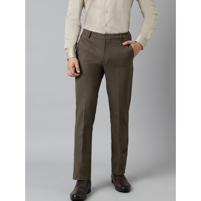 Subtract Flex Waist 4 Way Stretch Formal Trousers in Brown (34)