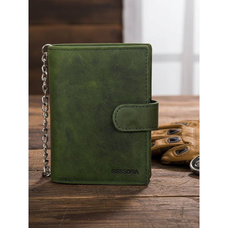 Buy Sassora Genuine Leather Rfid Blocking Biker Wallet-Green Buy Sassora Genuine Leather Rfid Blocking Biker Wallet-Green