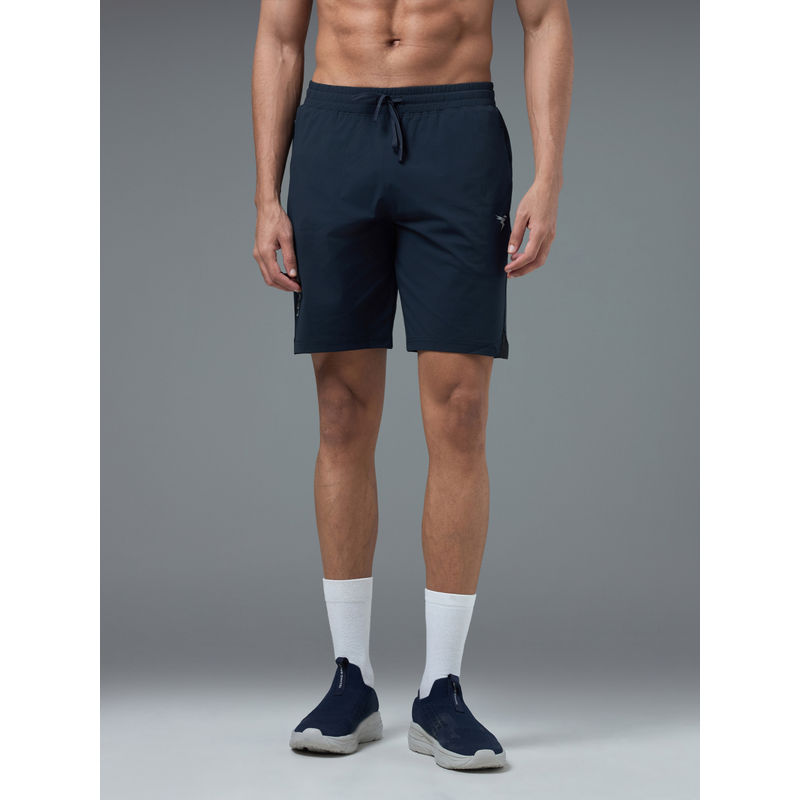 Technosport Men Solid Slim Fit Navy Blue Sports Shorts with Elasto Lite (M)