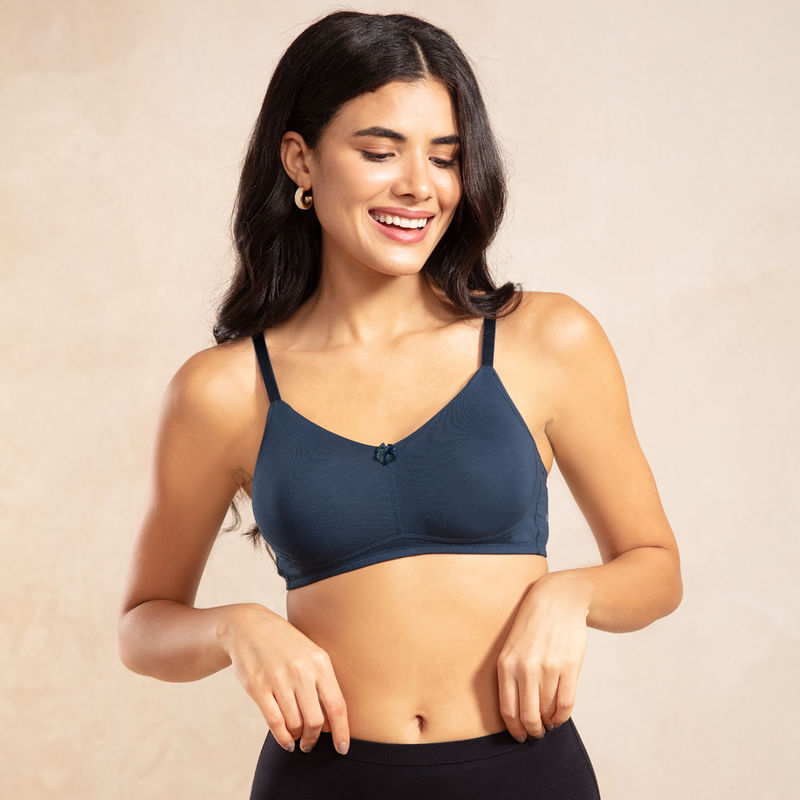 Nykd by Nykaa Soft Cup Wireless Hold Me Up Full Coverage Bra - French Navy NYB062 (38D)