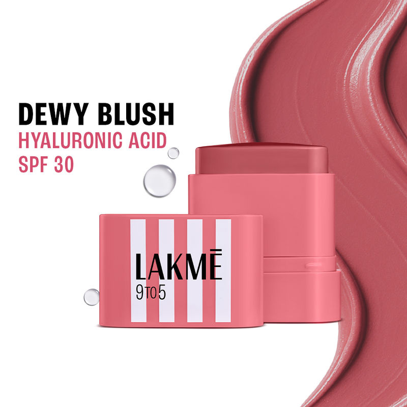 Lakme 9to5 Hya Beach Edit Blush, SPF 30, Creamy Texture, Dewy Finish - Vacay Mauve