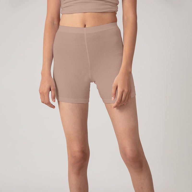 Nykd by Nykaa Stretch Cotton Cycling Shorts - Roebuck Nude NYP083 (M)