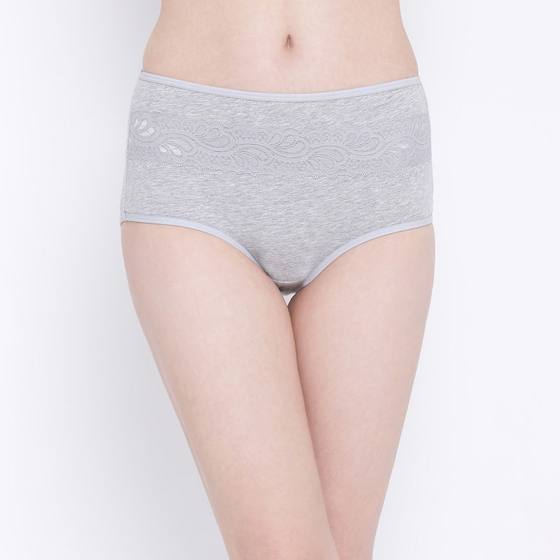 Clovia Cotton Spandex High waist Outer elastic Hipster Panty (S)
