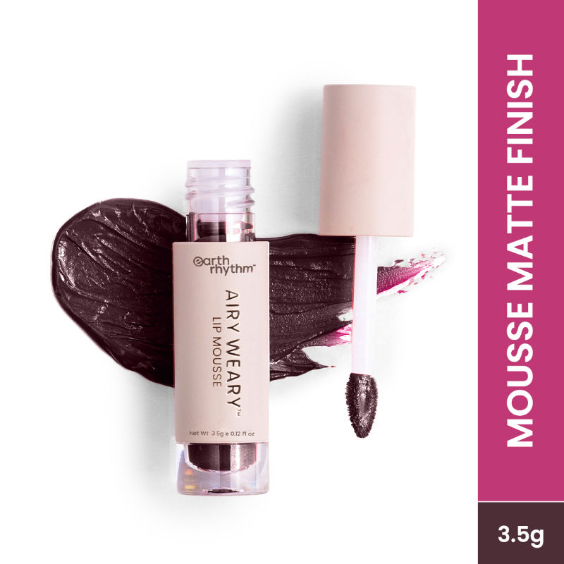Earth Rhythm Airy Weary Lip Mousse Liquid Lipstick, Smooth Matte Finish - Plume