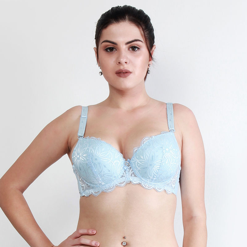 Makclan Flirt With Floral Lace Underwired Full Coverage Bra - Blue (44D)