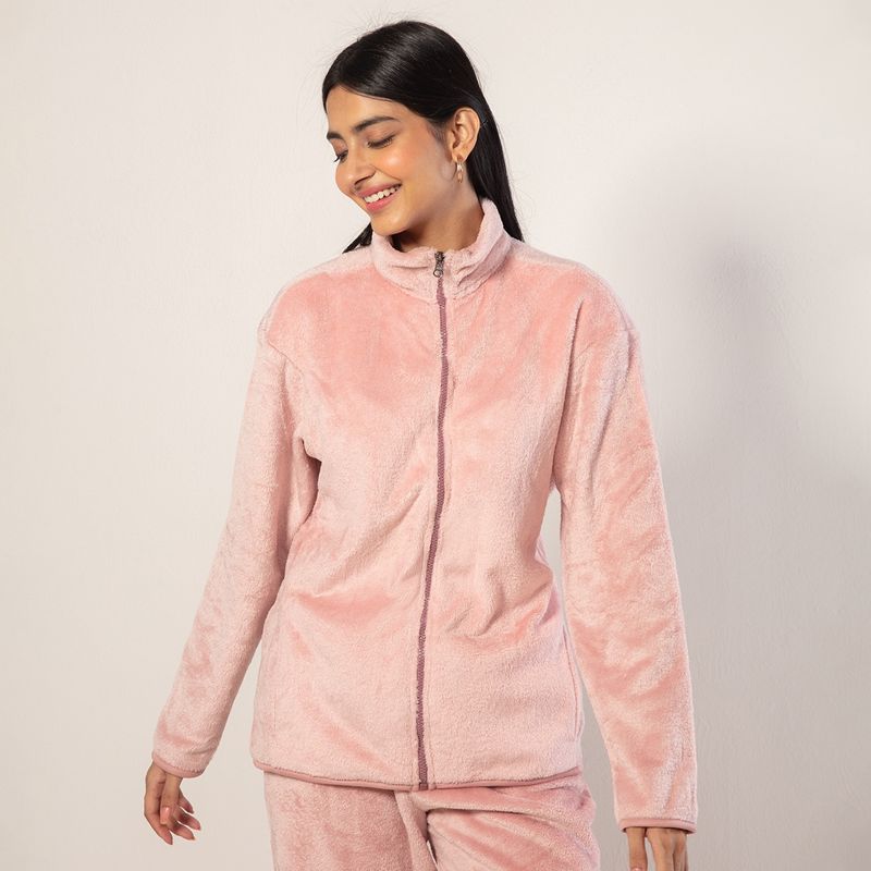 Nykd by Nykaa Luxe Fur Zipper Jacket- Peach Whip NYS120 (S)