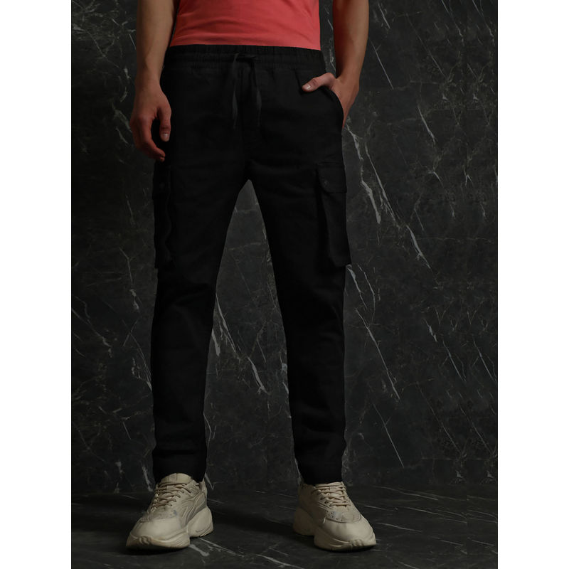 BREAKBOUNCE Black Cargo Slim Fit Joggers (S)