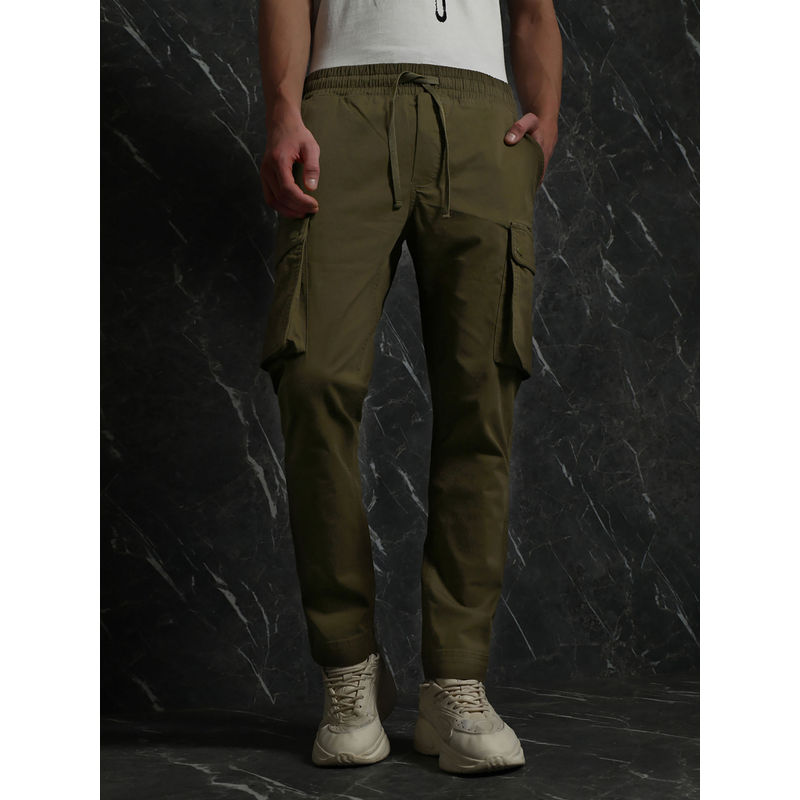 BREAKBOUNCE Olive Cargo Slim Fit Joggers (2XL)