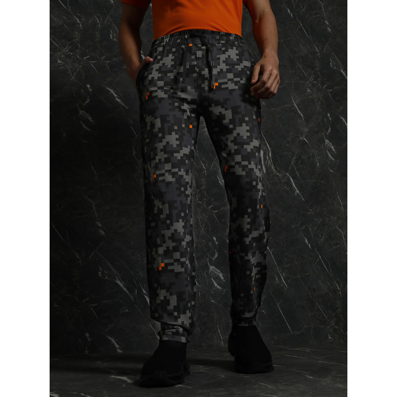 BREAKBOUNCE Black Camo Printed Straight Fit Joggers (S)