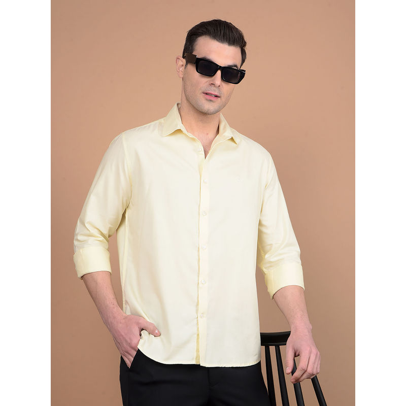 CRIMSOUNE CLUB Mens Yellow Solid Modal Shirt (L)