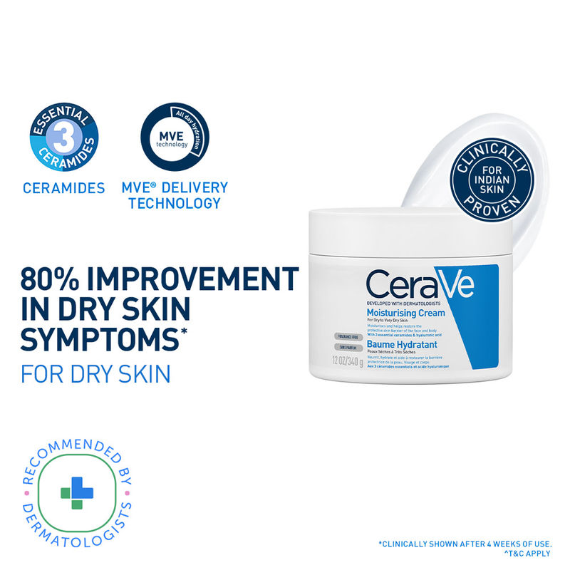 CeraVe Moisturizer For Dry Skin, Barrier Repair Cream with Ceramides, Dermatologist recommended