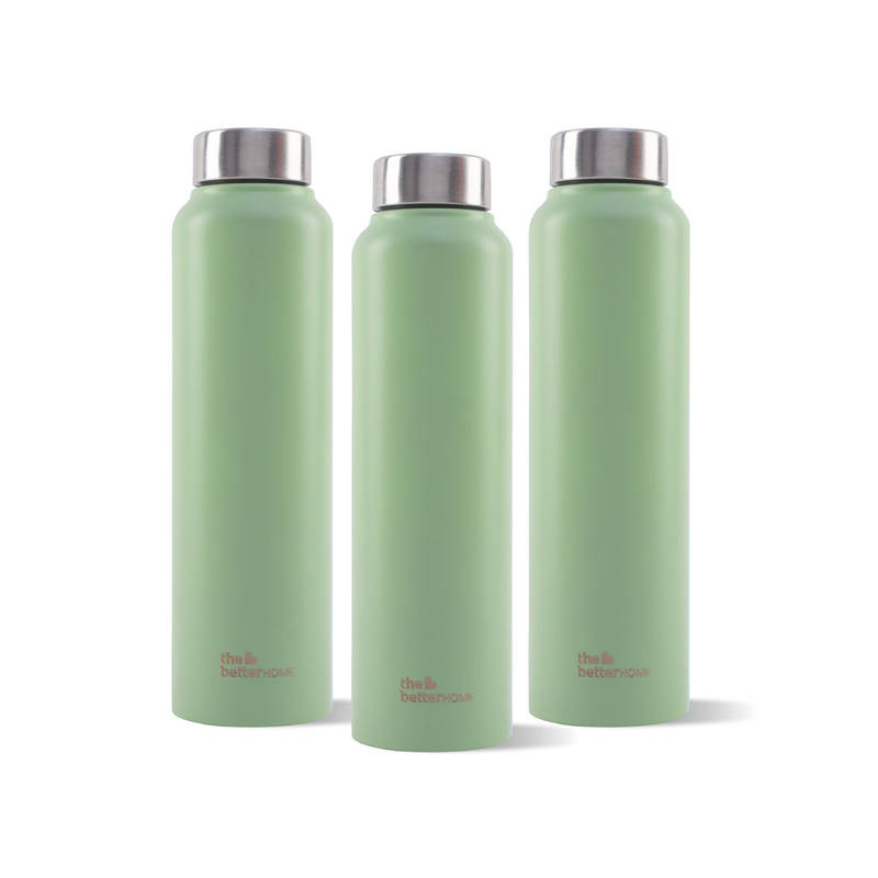 Buy The Better Home Green Stainless Steel Water Bottle, 1 Litre (Pack ...