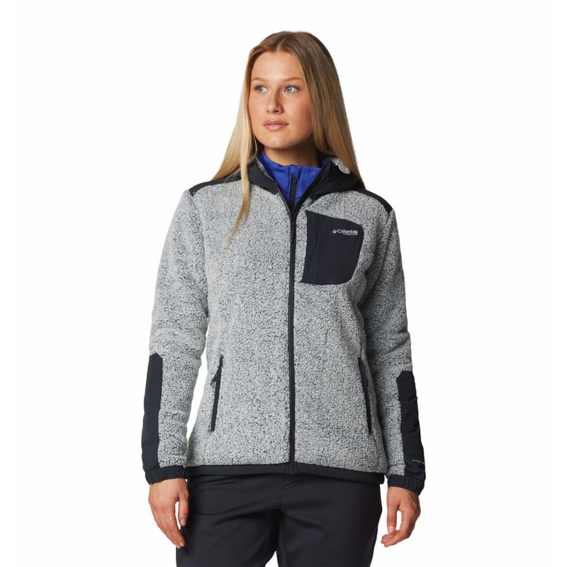 Columbia Womens Grey Omni-Heat Arctic Arctic Crest Sherpa Full Zip Fleece Jacket (S)