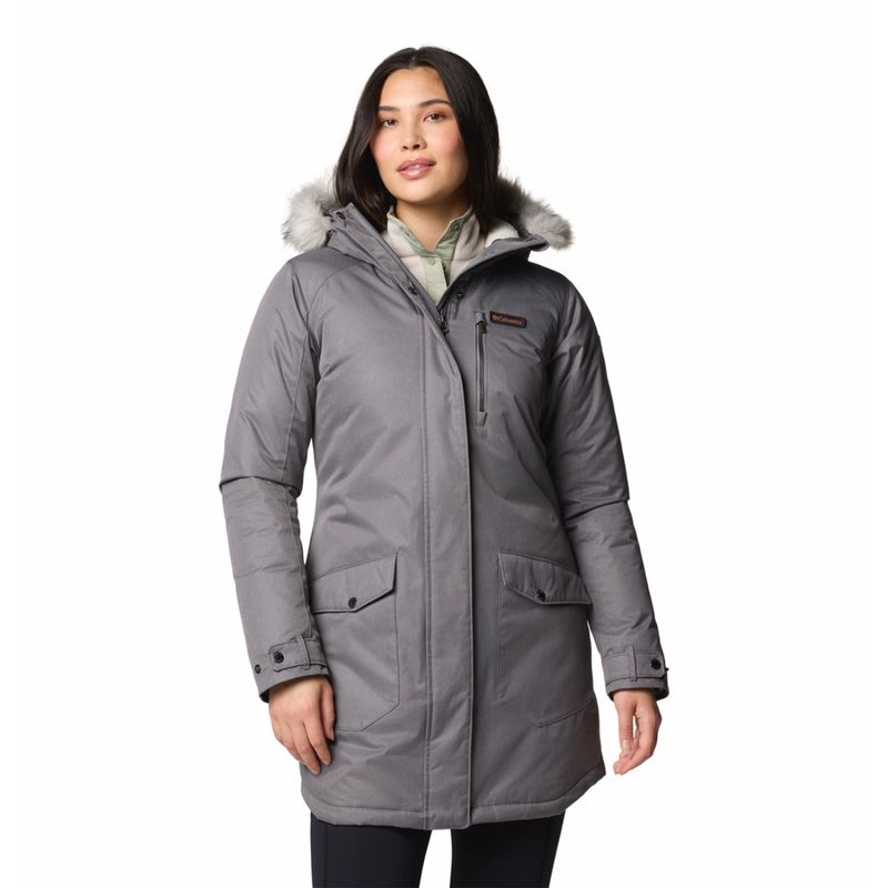 Columbia Womens Grey Omni-Heat Reflective Suttle Mountain Long Insulated Jacket (S)