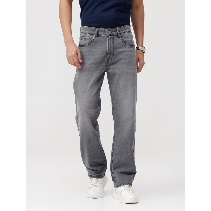 Crocodile Light Washed Classic 5-Pocket Grey Denim Jeans (34)