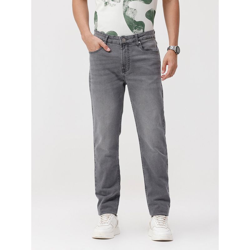 Crocodile Light Washed Classic 5-Pocket Slim Fit Grey Denim Jeans (30)