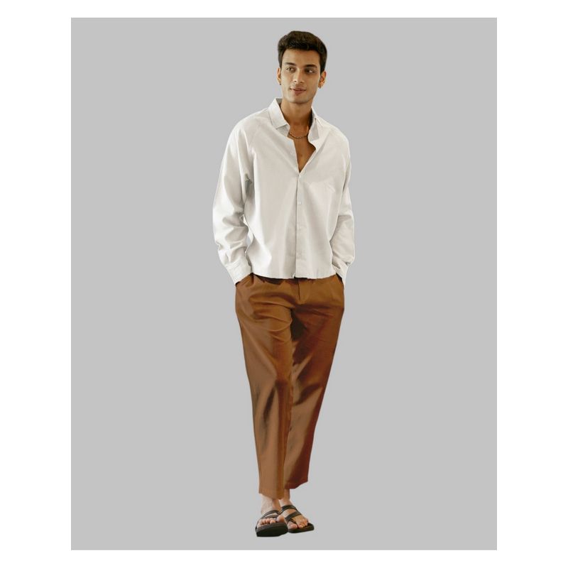 DRAGIT Men White Moonlight Raglan Oversize Full Sleeve Shirt (M)