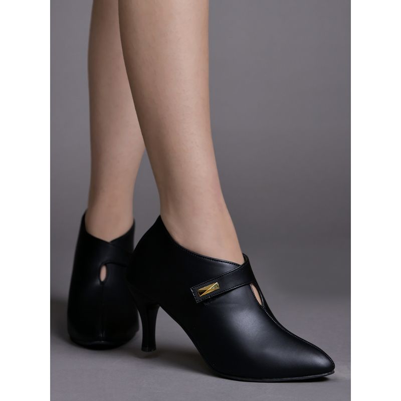 Shoetopia Pointed Toe Black Pumps for Women (EURO 37)