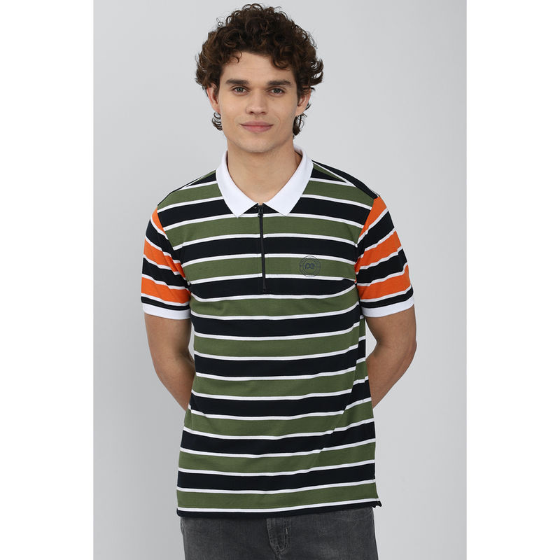 Peter England Men Multi-Color Polo T-Shirt (S)