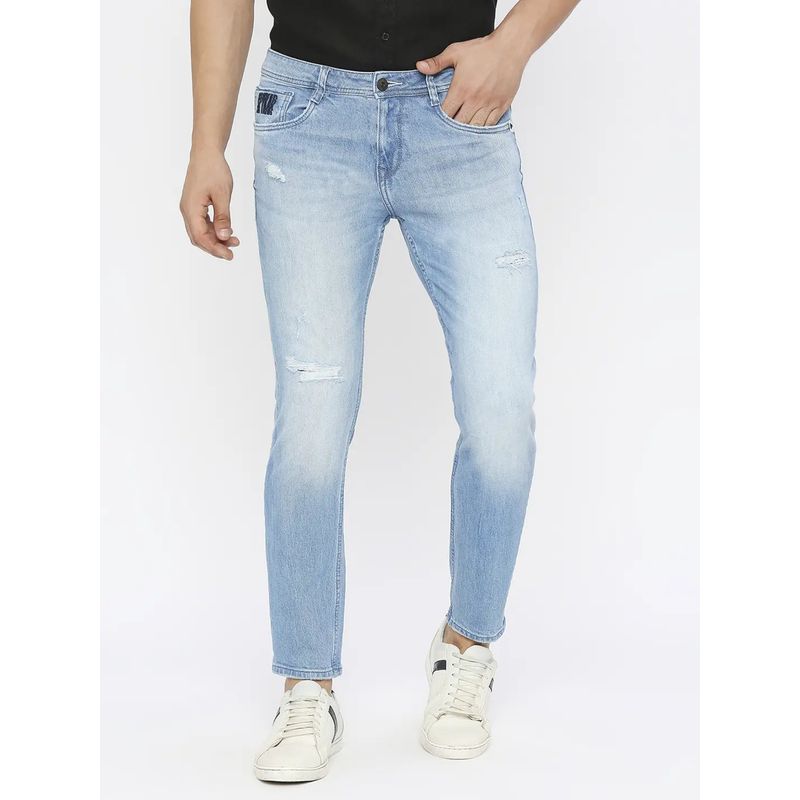 Spykar Men Light Blue Cotton Slim Fit Jeans Kano (34)