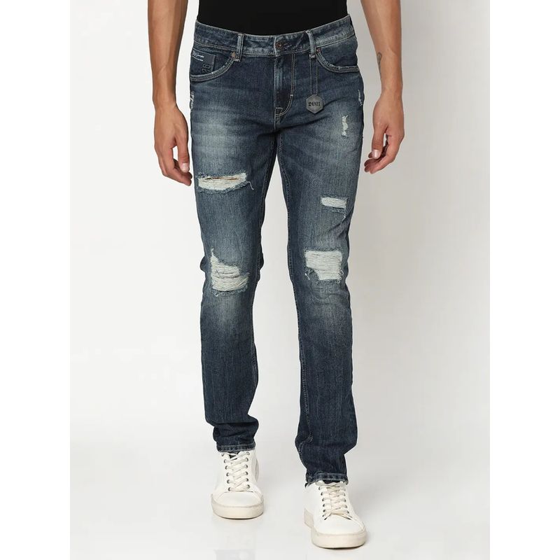 Spykar Men Vintage Blue Cotton Slim Fit Jeans Skinny (32)