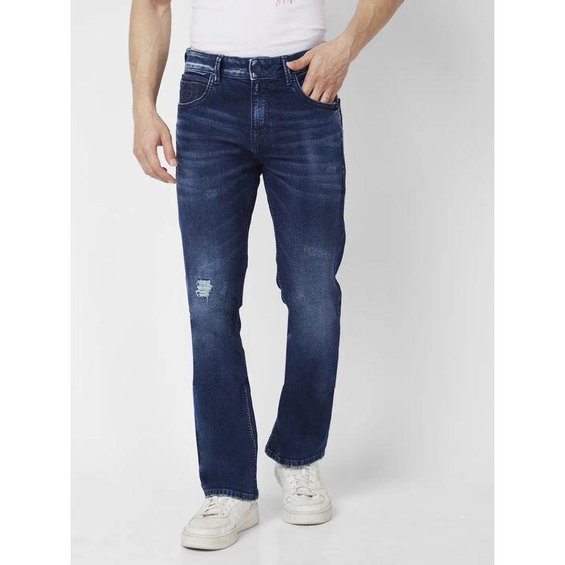 Spykar Men Dark Navy Blue Cotton Comfort Fit Jeans Rafter (36)