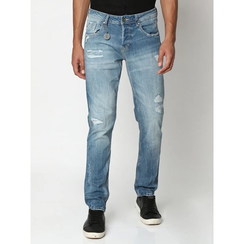 Spykar Men Light Blue Cotton Slim Fit Jeans Skinny (38)